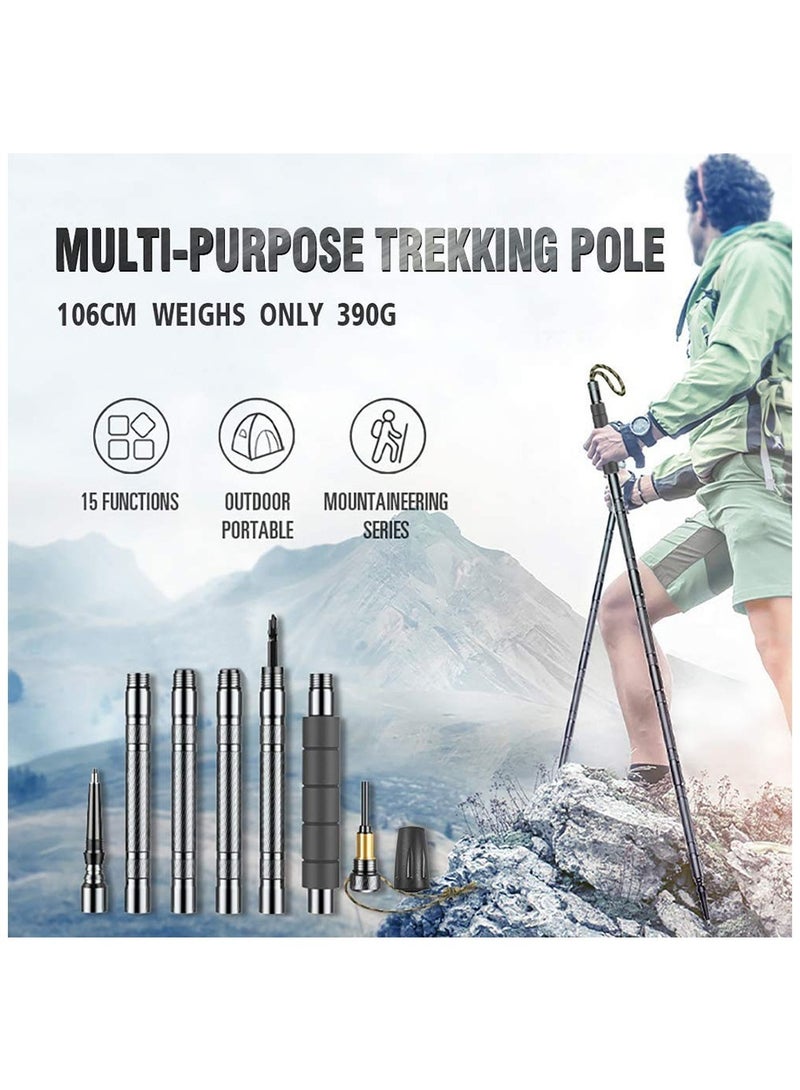 Excefore Detachable Lightweight Aircraft-Grade Aluminum Trekking Poles with Extended Down Grip for Hiking - Image 4
