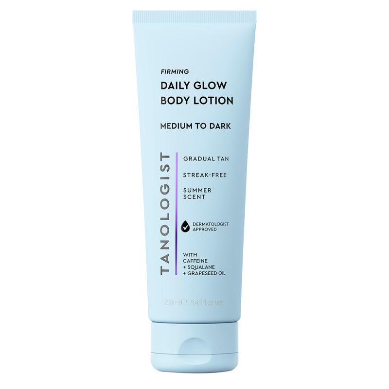 Tanologist Firming Daily Glow Body Lotion- Medium/Dark, Fast-Developing, Transfer-Proof Gradual Self Tanner, Summer Scent, Natural Not Orange, Lasts 7 Days, Vegan Formula, 8.45 fl oz - Image 1