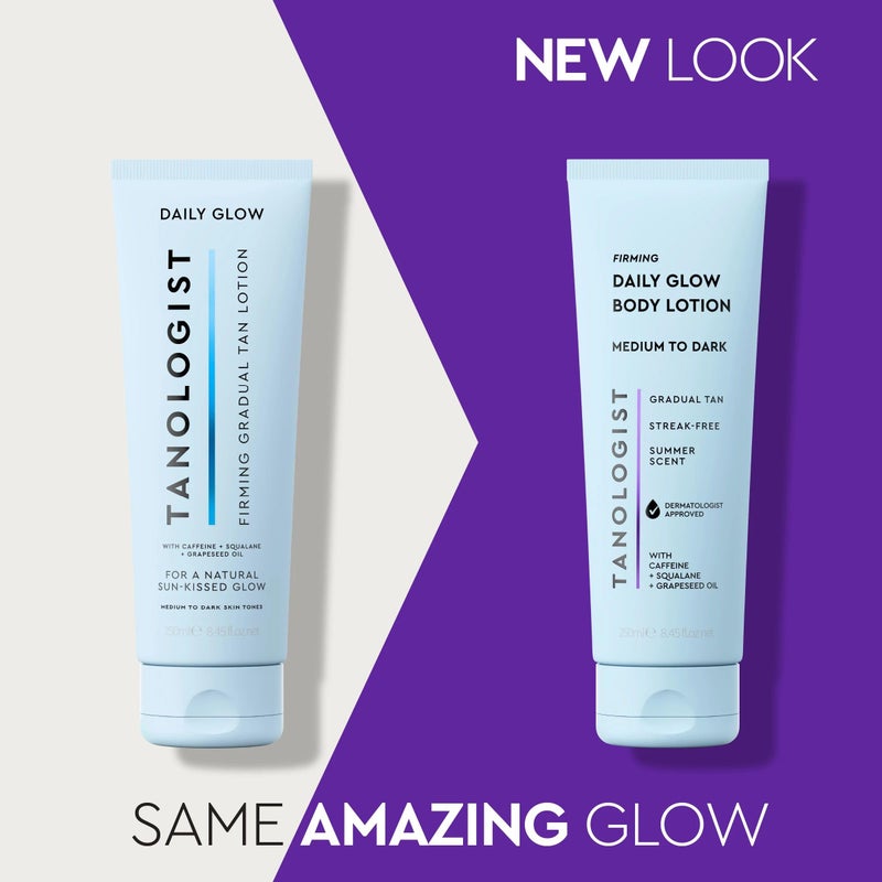 Tanologist Firming Daily Glow Body Lotion- Medium/Dark, Fast-Developing, Transfer-Proof Gradual Self Tanner, Summer Scent, Natural Not Orange, Lasts 7 Days, Vegan Formula, 8.45 fl oz - Image 5