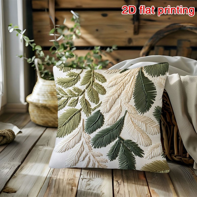 2D Flat Printed Leaf Pattern Pillow Cover 18x18 Inch Soft Durable Machine Washable Zippered Home Decor for Living Room Bedroom Car Seat Halloween Mother Day Thanksgiving - Image 5