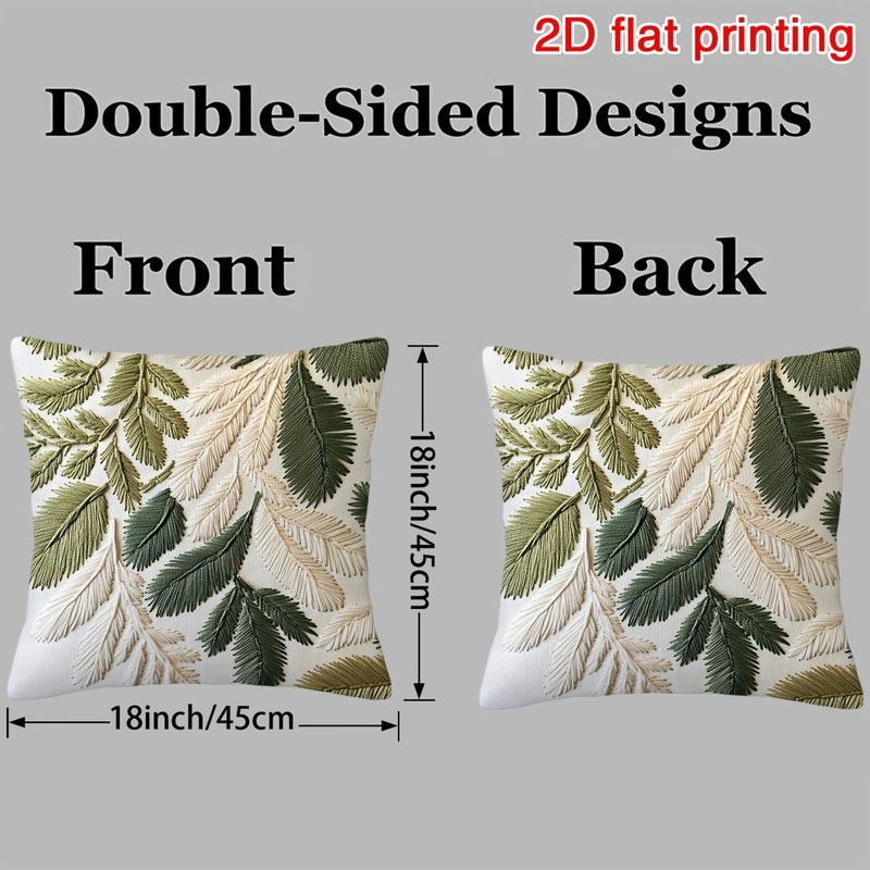 2D Flat Printed Leaf Pattern Pillow Cover 18x18 Inch Soft Durable Machine Washable Zippered Home Decor for Living Room Bedroom Car Seat Halloween Mother Day Thanksgiving - Image 3