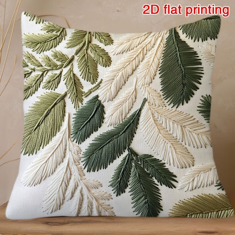 2D Flat Printed Leaf Pattern Pillow Cover 18x18 Inch Soft Durable Machine Washable Zippered Home Decor for Living Room Bedroom Car Seat Halloween Mother Day Thanksgiving - Image 2