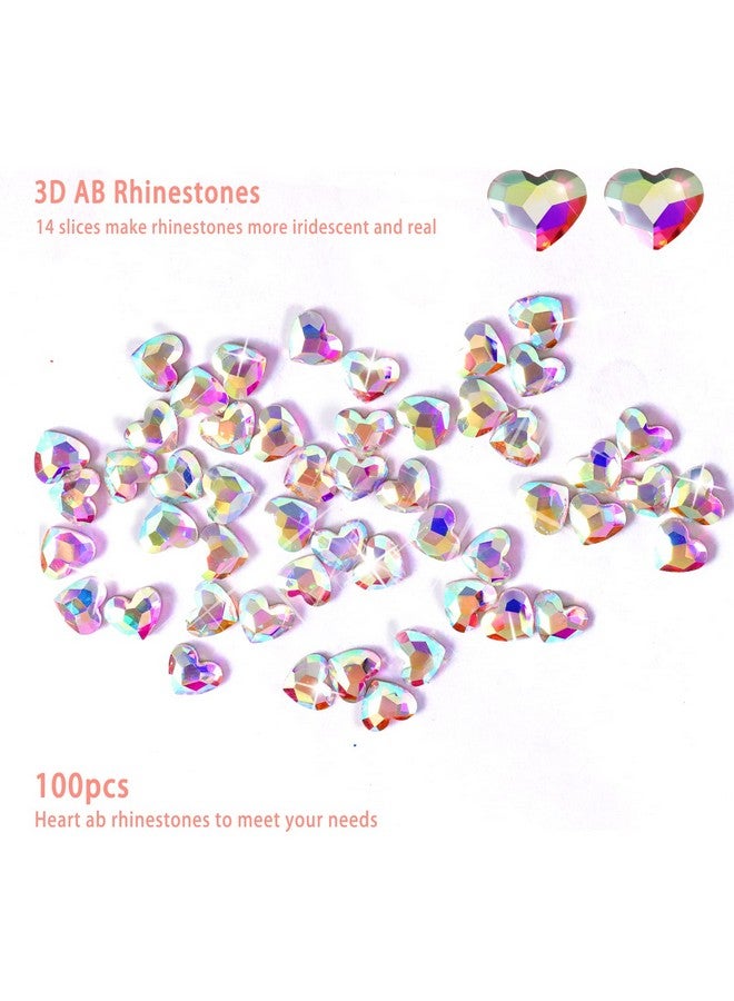 Allstarry 100Pcs Flatback Rhinestones Heartshaped Irridescent Face Gems Eye Gemstones Nail Charms For Crafts Ab Glass Crystals For Jewelry Making Eye Makeup 6Mm - Image 4