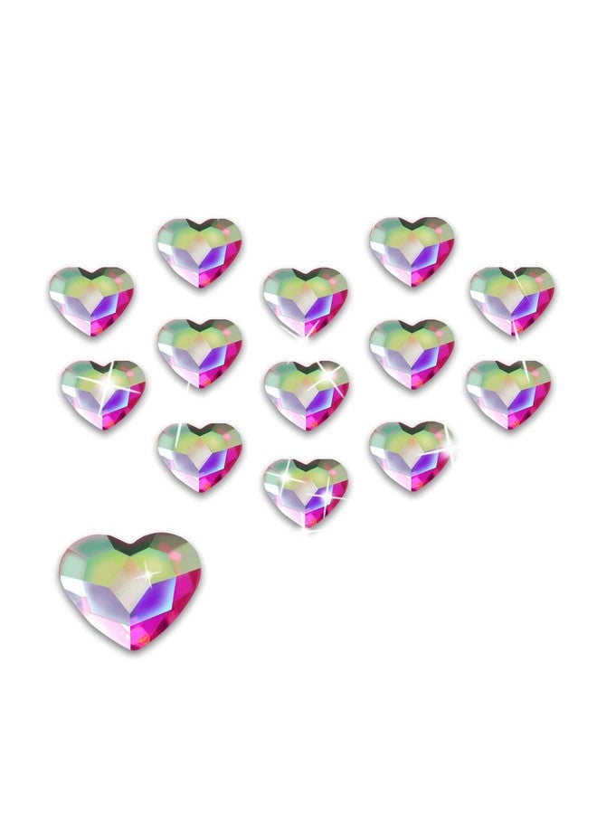 Allstarry 100Pcs Flatback Rhinestones Heartshaped Irridescent Face Gems Eye Gemstones Nail Charms For Crafts Ab Glass Crystals For Jewelry Making Eye Makeup 6Mm - Image 2