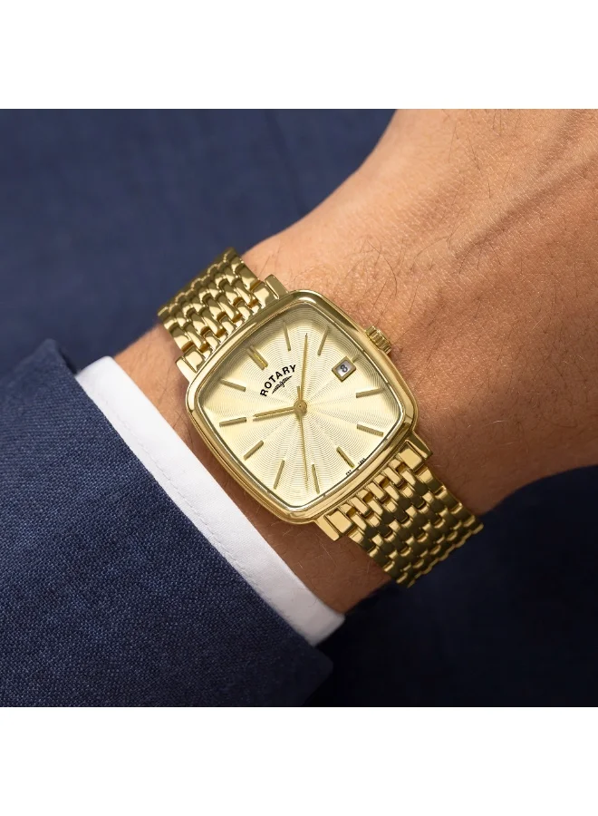 Rotary  Rotary Men's Heritage Astoria Square Gold Plated Stainless Steel Bracelet Watch - GB05308/03 for Men | Best Price UAE