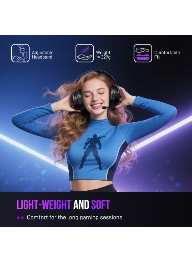 فيفين سماعة رأس للألعاب من FIFINE، سماعة رأس USB بصوت محيطي 7.1، ميكروفون قابل للفصل، أسود - AmpliGame H9 - Image 4