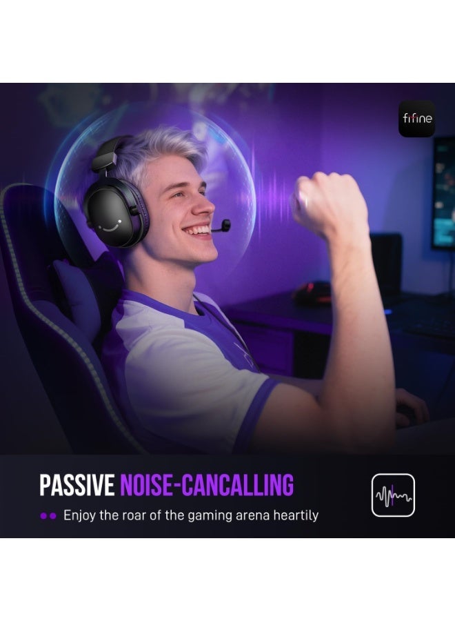 فيفين سماعة رأس للألعاب من FIFINE، سماعة رأس USB بصوت محيطي 7.1، ميكروفون قابل للفصل، أسود - AmpliGame H9 - Image 5