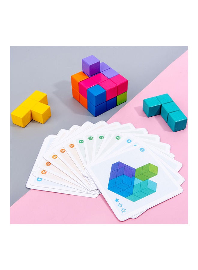 لعبة أحجية قطع تركيب مكعبات بناء من الخشب - Image 3