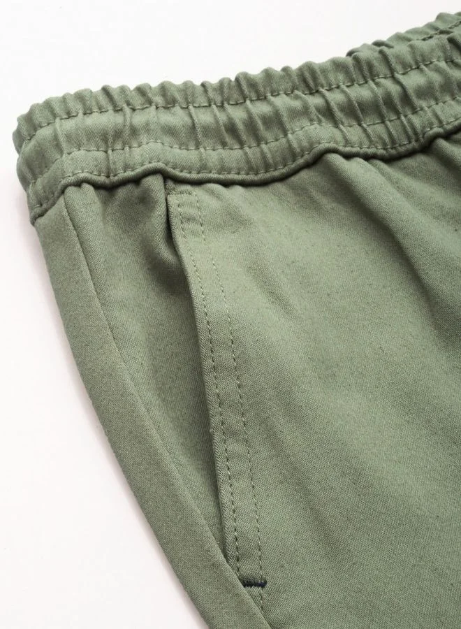 The Indian Garage Co Men Slim Fit Solid Mid-Rise Stretchable Chino Joggers