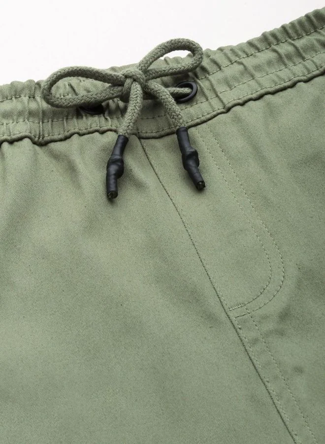 The Indian Garage Co Men Slim Fit Solid Mid-Rise Stretchable Chino Joggers