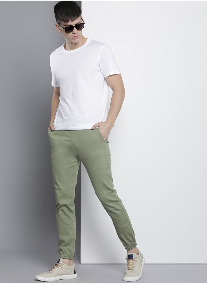 The Indian Garage Co Men Slim Fit Solid Mid-Rise Stretchable Chino Joggers  - Image 4