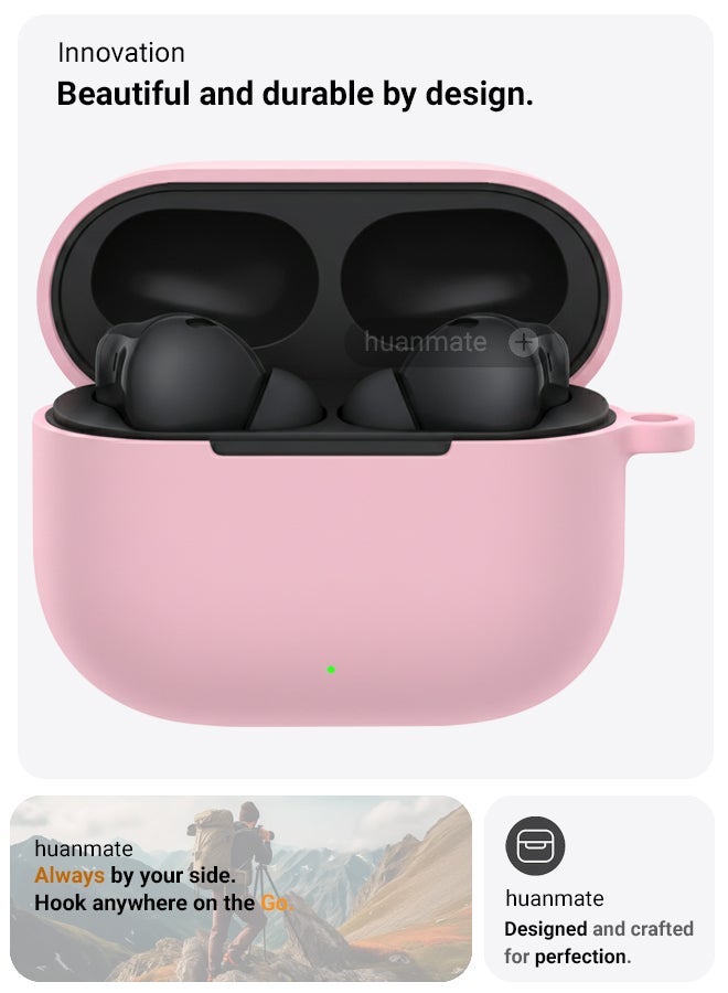 huanmate Huawei FreeBuds SE 4 ANC Silicone Case Cover - Pink - Made with Soft Silicone, Lightweight & Durable - Stylish Design, Accurate Cut-outs, Easy Installation & Removal - Image 2