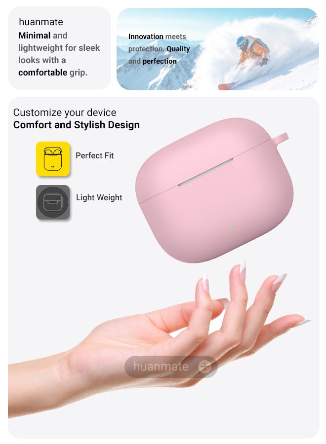 huanmate Huawei FreeBuds SE 4 ANC Silicone Case Cover - Pink - Made with Soft Silicone, Lightweight & Durable - Stylish Design, Accurate Cut-outs, Easy Installation & Removal - Image 3