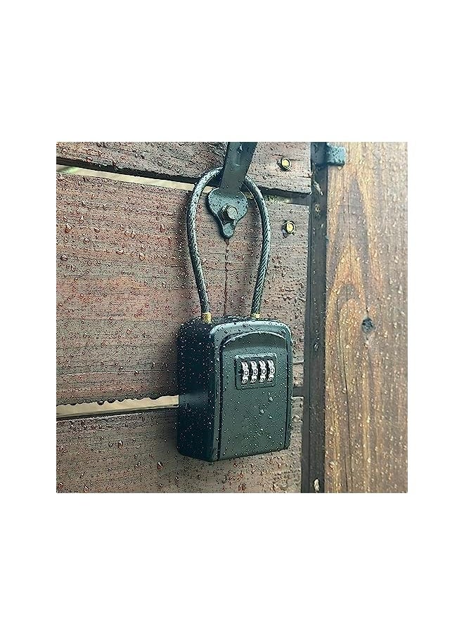 PROMASS PROMASS Key Lock Box Portable with Removable Cable Shackle, Indoor Outdoor Waterproof 4 Digit Password Combination with Resettable Code Switch Key Lockbox for Outside Hold Spare Keys for Realtors  - Image 5