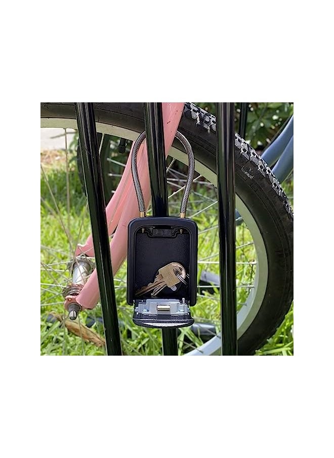 PROMASS PROMASS Key Lock Box Portable with Removable Cable Shackle, Indoor Outdoor Waterproof 4 Digit Password Combination with Resettable Code Switch Key Lockbox for Outside Hold Spare Keys for Realtors  - Image 3