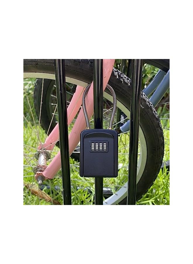 PROMASS PROMASS Key Lock Box Portable with Removable Cable Shackle, Indoor Outdoor Waterproof 4 Digit Password Combination with Resettable Code Switch Key Lockbox for Outside Hold Spare Keys for Realtors  - Image 4
