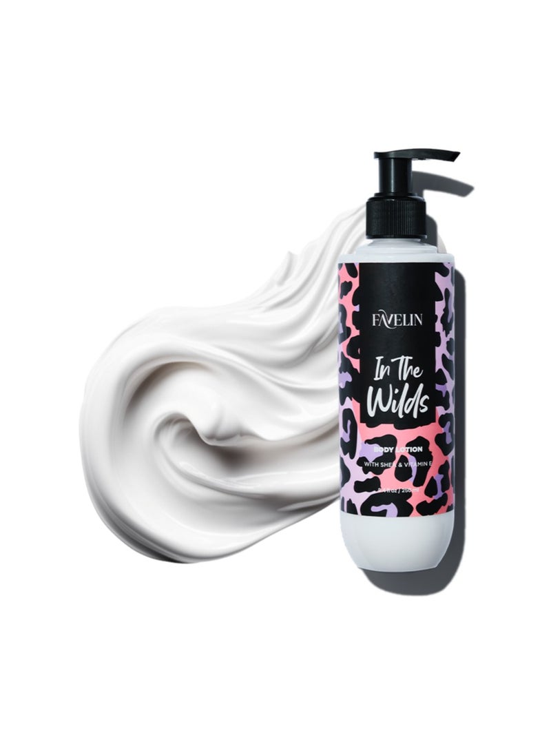 Into the Wild Body Lotion | 250 ml | Blend of Amber, White Oud, and Sugar | Softens and moisturizes.