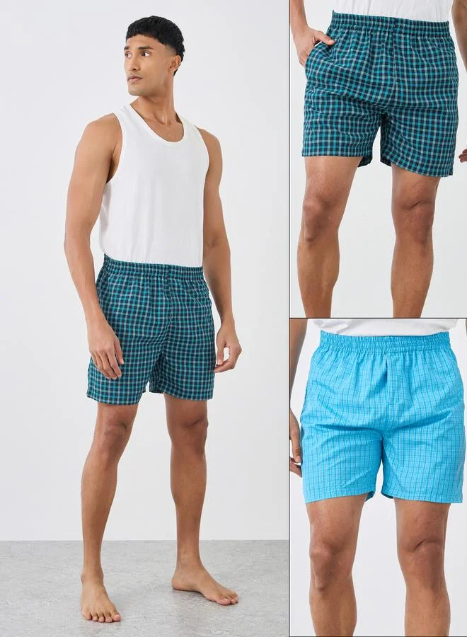 Styli Styli Pack of 2 - Assorted Woven Checkered Boxer