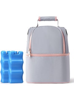 NCVI NCVI Breastmilk Cooler Bag with Ice Pack, Insulated Lunch Bag for Women Men, Baby Bottle Bag Fits 6 Bottles for Nursing Mom Daycare, Double Deck Cooling Bag, Work, School, Picnic (Grey)  - Image 4