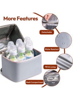 NCVI NCVI Breastmilk Cooler Bag with Ice Pack, Insulated Lunch Bag for Women Men, Baby Bottle Bag Fits 6 Bottles for Nursing Mom Daycare, Double Deck Cooling Bag, Work, School, Picnic (Grey)  - Image 5