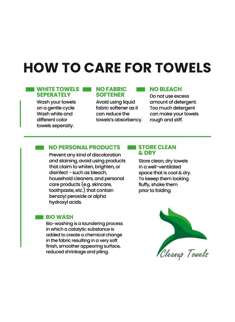 CLEANUP TOWELS - Cleanup Towels Set of 08. Durable Quality With Excellent Color Options Specially Designed To Match Your Washroom As You Desire. Well Absorbant Durable Lasts Long. 600 + GSM Guranteed. - Image 1