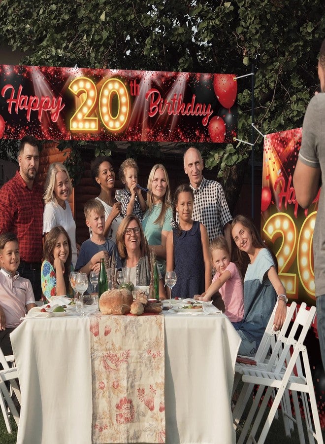 PAKBOOM Happy 20th Birthday Door Cover Porch Banner Sign Set - 20 Years Old Birthday Decoraions Party Supplies for Women Men - Red - Image 3