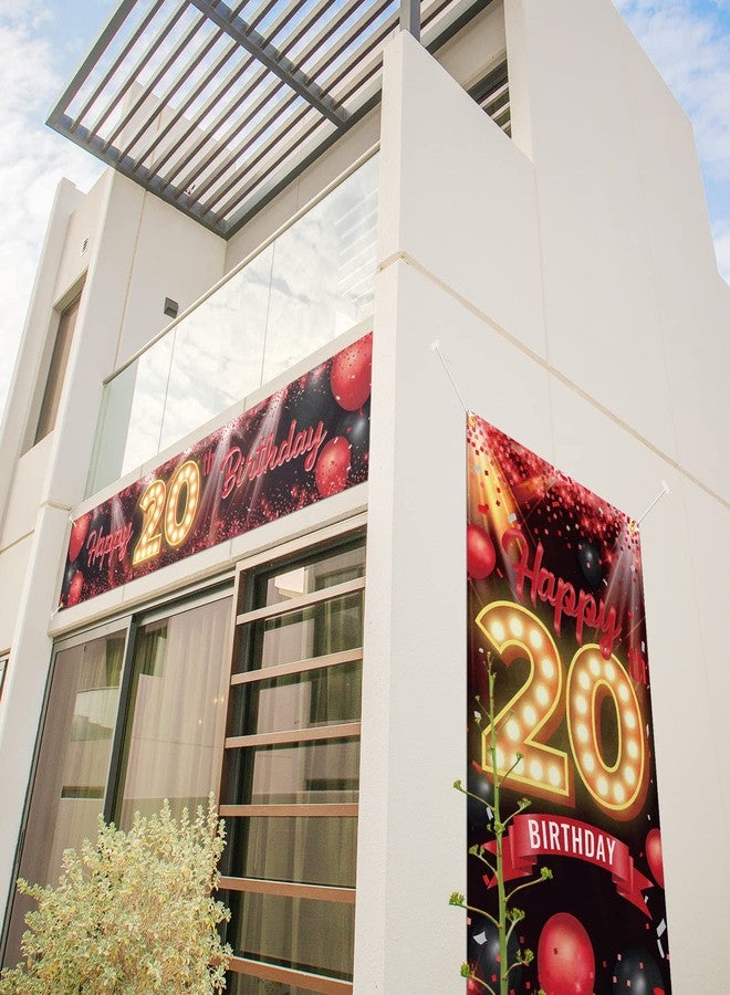 PAKBOOM Happy 20th Birthday Door Cover Porch Banner Sign Set - 20 Years Old Birthday Decoraions Party Supplies for Women Men - Red - Image 5