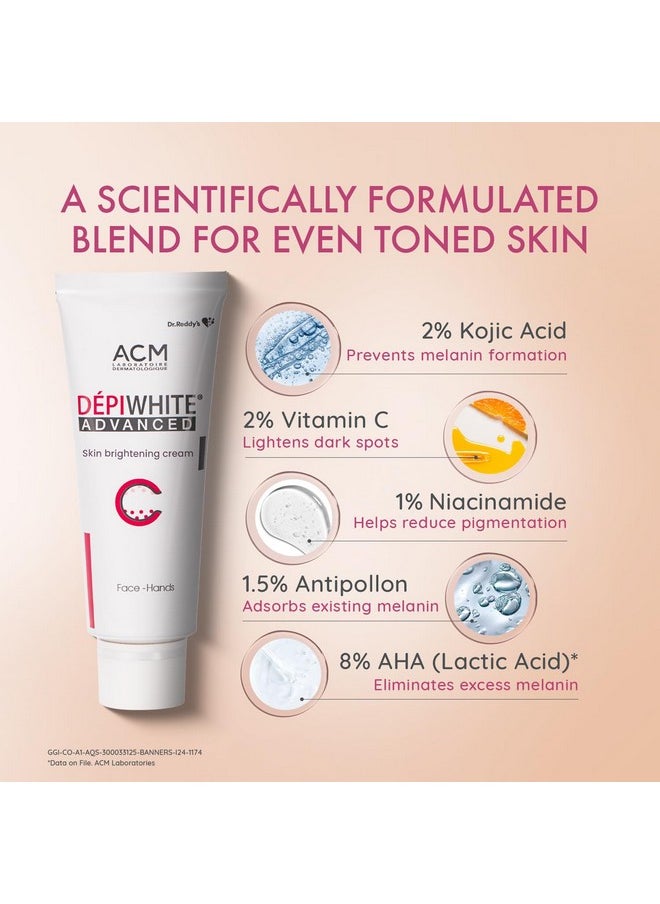 Depiwhite ’S Depiwhite Advanced Cream, Enriched With 2% Vitamin C, 1% Niacinamide & 2% Kojic Acid | Men & Women | Suits All Skin Types | 40Ml  - Image 2