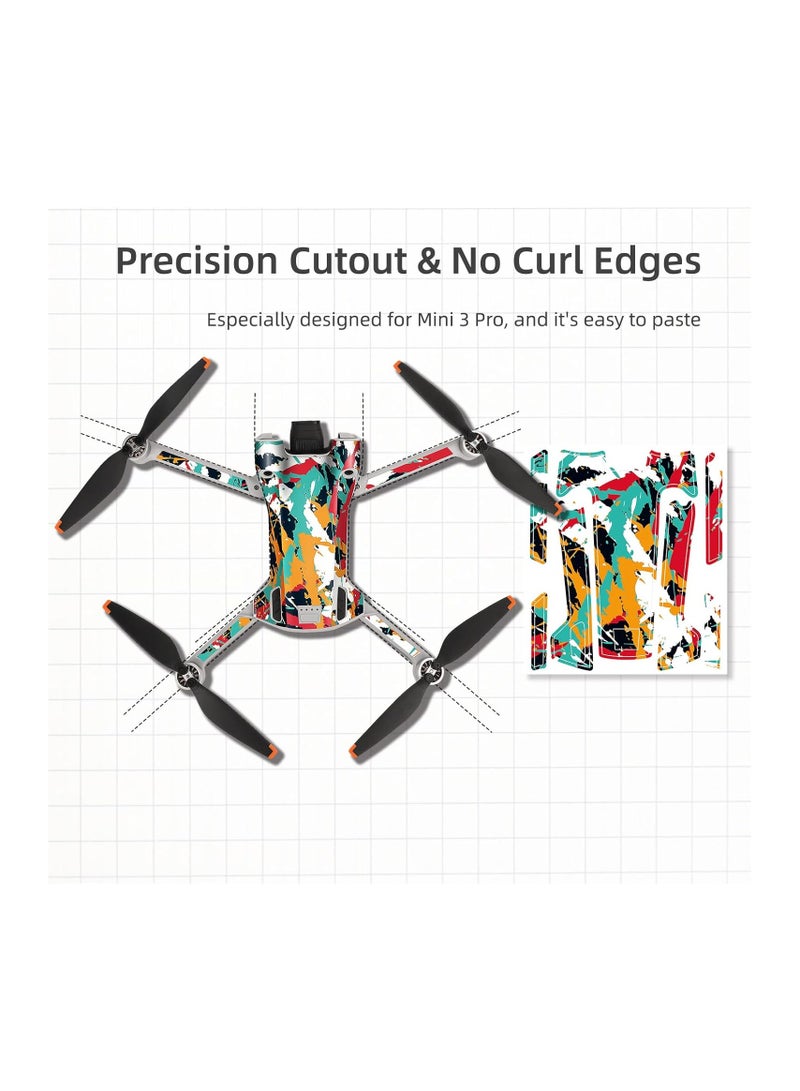 Beauenty DJI Mini 3 Pro Drone Sticker Set, 3M Self-adhesive Waterproof Skin Sticker Set Mini 3 Pro Drone DJI Remote Controller Remote Controller Decoration Protection Accessories - Image 2