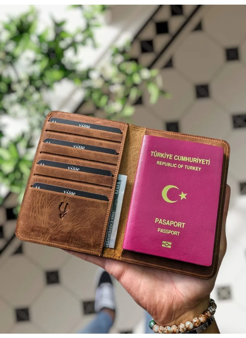 VISSO 911 Genuine Leather Personalized Passport Cover