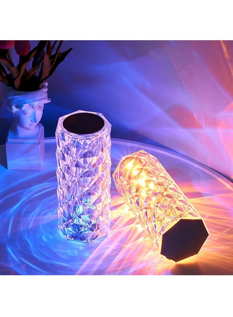 Raxoom Crystal Lamp 2 Pack, Rose Diamond Table Lamp, 16 Colors RGB with Touch and Remote Control, USB Rechargeable Decorative Acrylic Rays lamp, Atmosphere Light for Living Room, Bedroom.Bar - Image 1