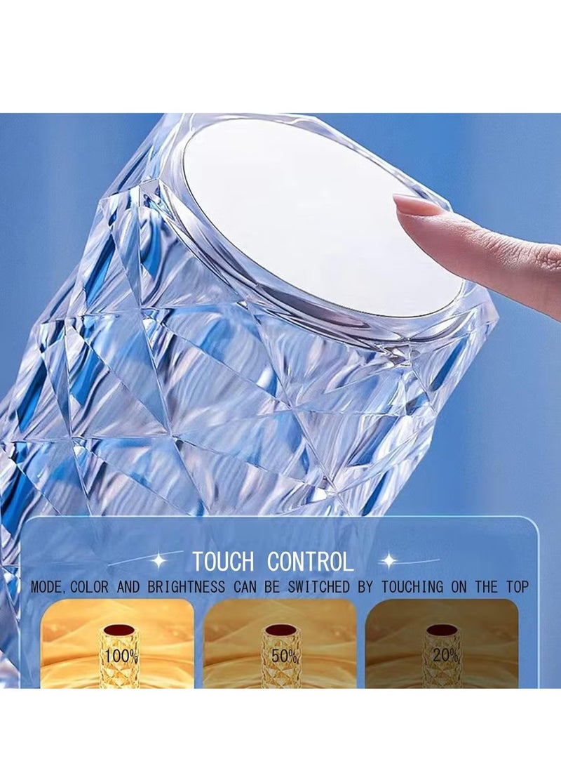 Raxoom Crystal Lamp 2 Pack, Rose Diamond Table Lamp, 16 Colors RGB with Touch and Remote Control, USB Rechargeable Decorative Acrylic Rays lamp, Atmosphere Light for Living Room, Bedroom.Bar - Image 2