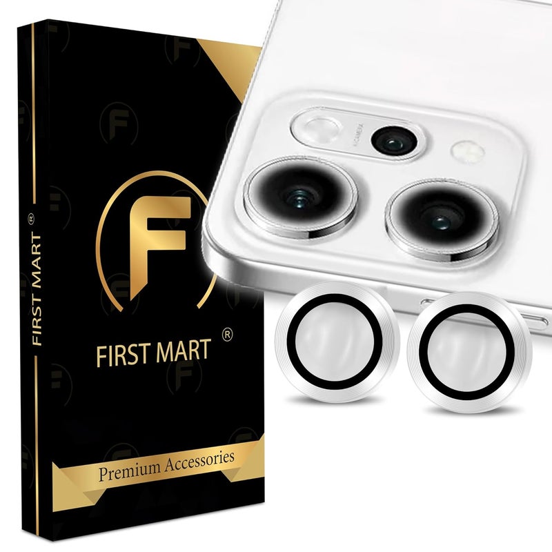 FIRST MART Camera Lens Protectors for Oppo Reno 14 (6.67 Inches) Tough HD Individual Aluminum Alloy Lens Ring Cover, Scratch Resistant, Thin Lens Protection| Silver, 1 Pack - Image 1