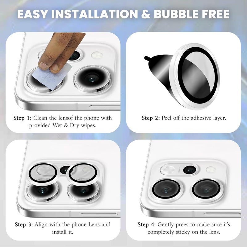 FIRST MART Camera Lens Protectors for Oppo Reno 14 (6.67 Inches) Tough HD Individual Aluminum Alloy Lens Ring Cover, Scratch Resistant, Thin Lens Protection| Silver, 1 Pack - Image 2