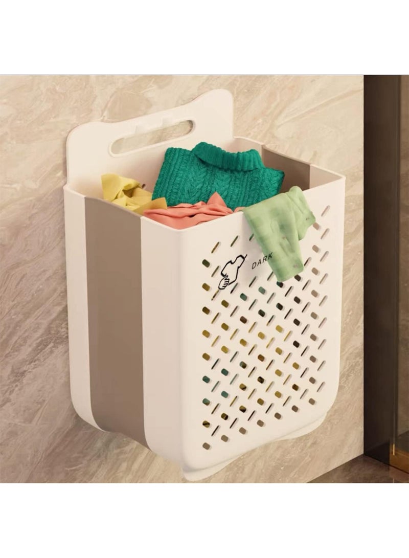 GT-Wheel Collapsible Hanging Laundry Basket with Carry Handle Space Saving Durable Waterproof Tall Folding Plastic Laundry Hamper Clothes Organizer - Image 1