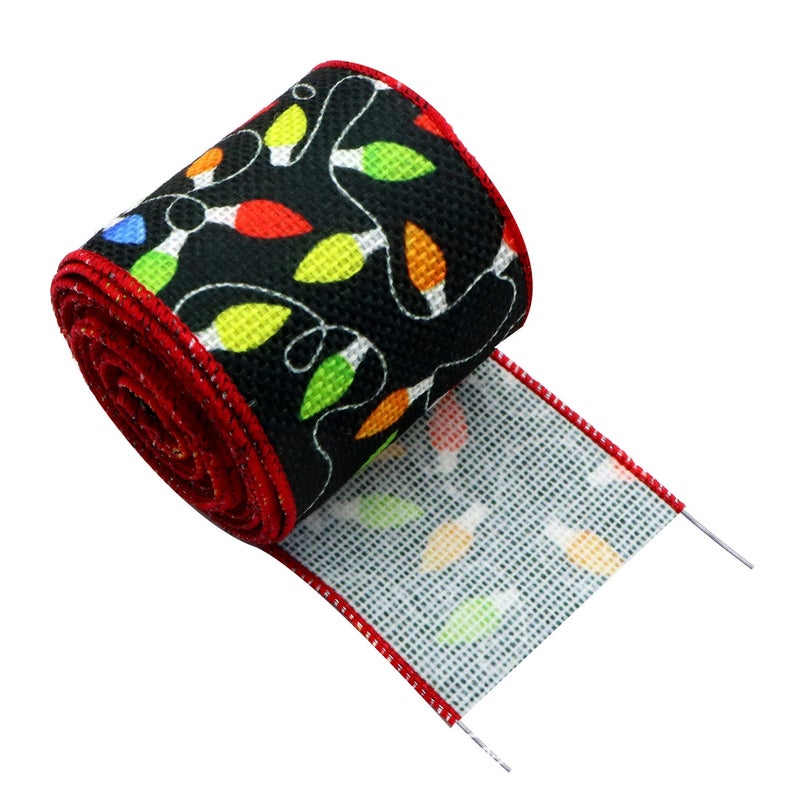 6.3cm Christmas Burlap Wire Edge With Overlock Tape DIY Bow Hairpin Decoration (5 Yards/Roll) - Image 1