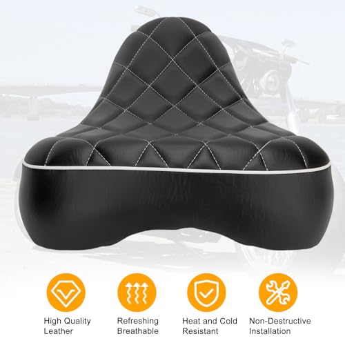 VG MOTO Motorcycle Driver Solo Seat Front Rider Seat Cushion Pad Replacement for Harley Davidson Sportster 883 1200 72 48 1983-2003 (Diamond Pattern) - Image 2