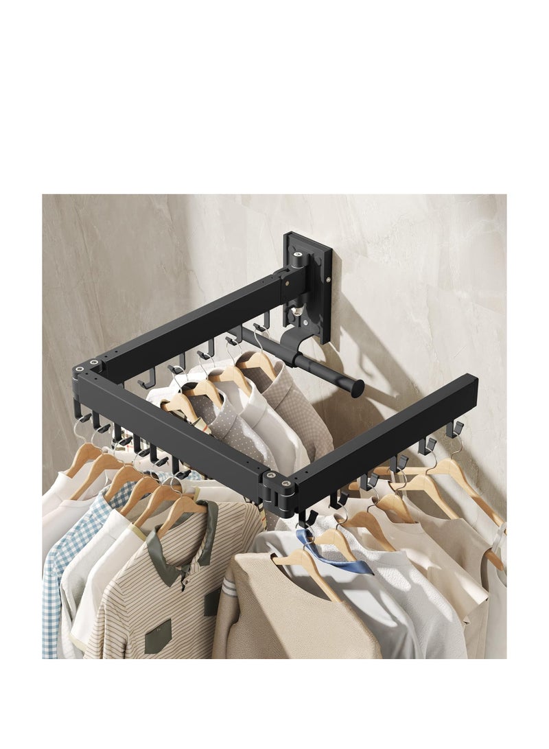 Drying Rack Clothing, Retractable Clothes Drying Rack,Wall Mounted Laundry Rack, Laundry Drying Rack Wall Mount,Collapsible Clothes Rack,can Fold Upward & Left & Right,Black Color - Image 4