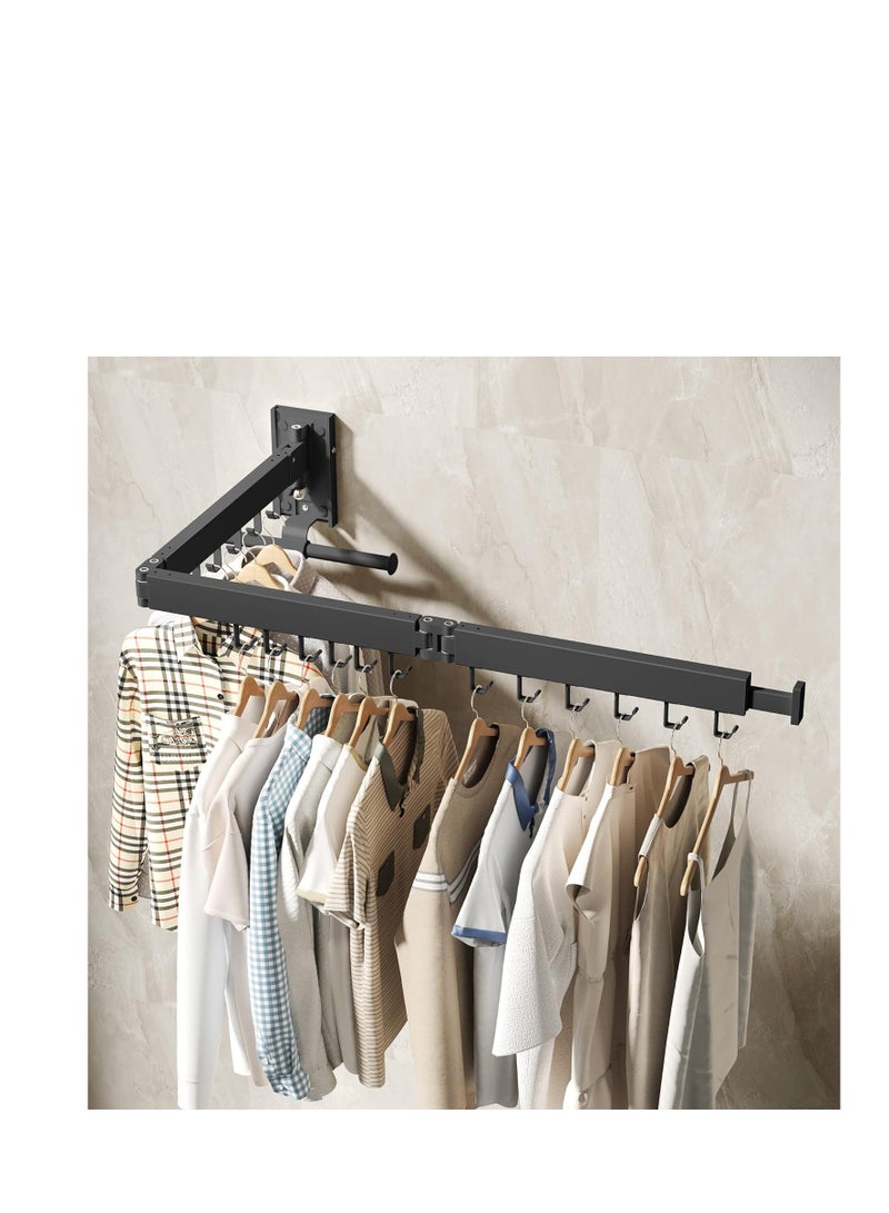 Drying Rack Clothing, Retractable Clothes Drying Rack,Wall Mounted Laundry Rack, Laundry Drying Rack Wall Mount,Collapsible Clothes Rack,can Fold Upward & Left & Right,Black Color - Image 5