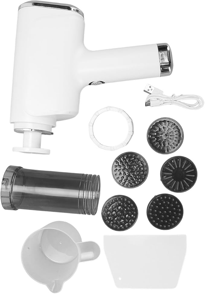 Cordless Electric Pasta Maker Machine 5 in 1 Handheld with 5 Stainless Steel Shapes White - Image 1