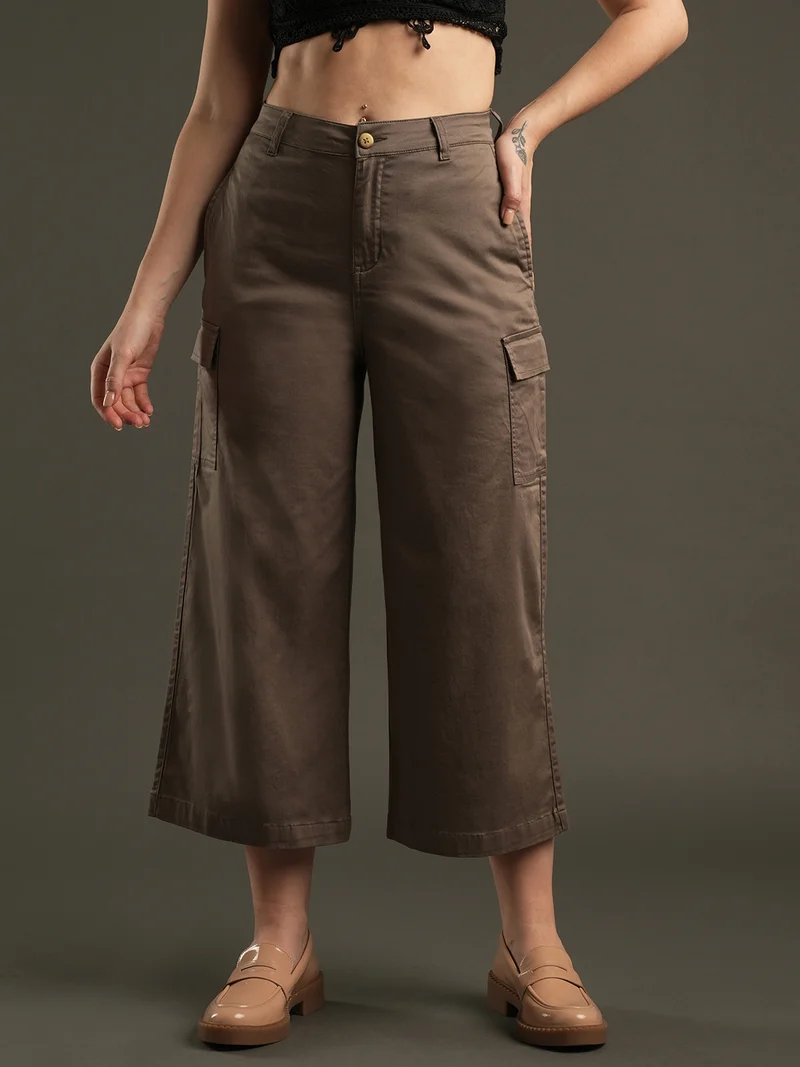 globus Women Relaxed Mid-Rise Loose Fit Trousers