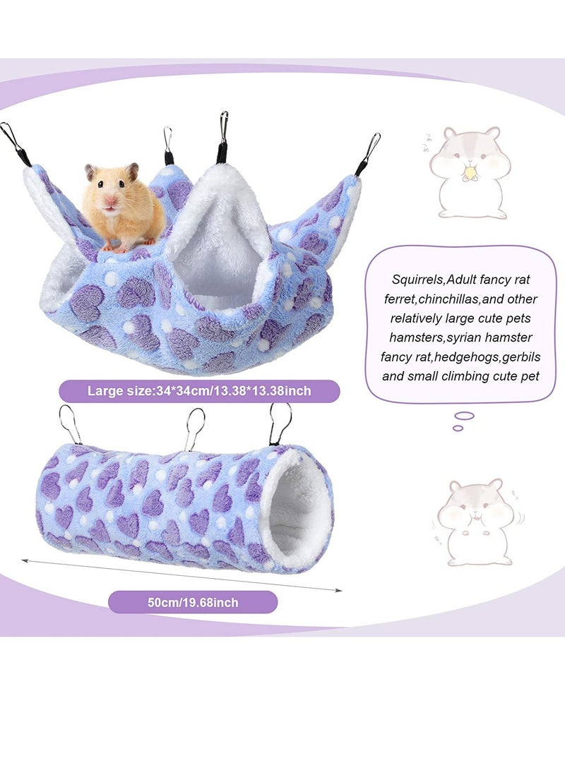 SOLARAE Small Pet Cage Hammock Hanging Tunnel for Small Animals Hanging Bed Cage Gu in ea Hammock Cage Accessories for Ferret Rat Chincilla Hammock Sleeper Cage Accessories Set 2PCS - Image 2