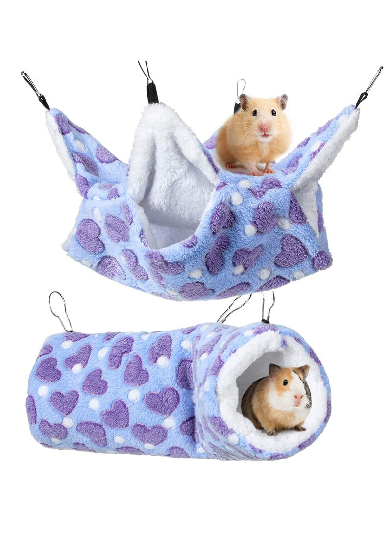 SOLARAE Small Pet Cage Hammock Hanging Tunnel for Small Animals Hanging Bed Cage Gu in ea Hammock Cage Accessories for Ferret Rat Chincilla Hammock Sleeper Cage Accessories Set 2PCS - Image 1