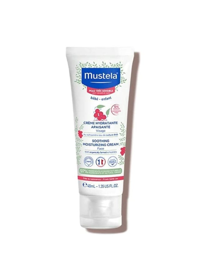 Mustela Baby Soothing Moisturizing Cream - Face Moisturizer for Very Sensitive Skin - with Natural Avocado & Schizandra Berry - Fragrance-Free - 1.35 fl. oz. - Image 1