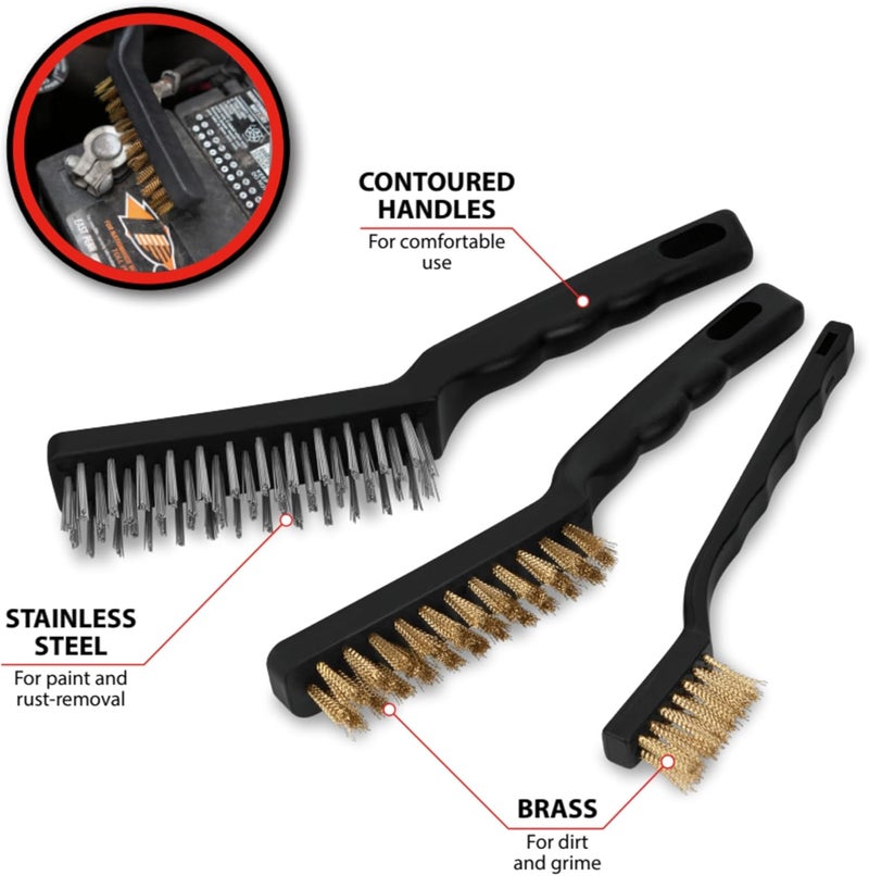 Performance Tool W1149 3-Piece Brass and Stainless Steel Wire Brush Set - Image 3
