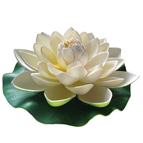 Floral Kingdom Floral Kingdom 12 XLarge Realistic Floating Lotus with Lily Pad  Premium Foam Flowers for Pools Ponds Weddings Summer Decor Set of 2 White