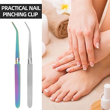 FOMIYES 2Pcs Nail Shaping Tweezers Pinch Nail Tool Stainless Steel for Acrylic UV Gel Tips C Curve Pinchers Sculpture Clip - Image 3