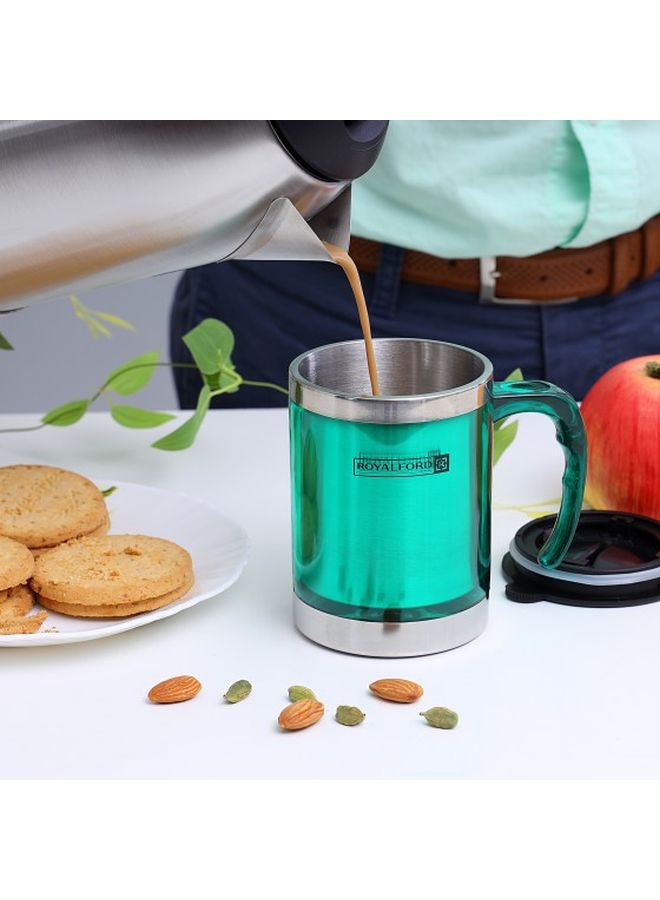 Royalford 290Ml Double Wall Travel Mug Ss Inner Pot Hot Cold Multi Color Green/Black - Image 5