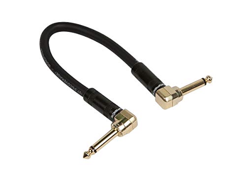 Monoprice 14Inch TS Male to 14Inch TS Male Guitar Pedal Patch Cable With Right Angle Connectors 067 Feet Black 16AWG Premier Series - Image 3