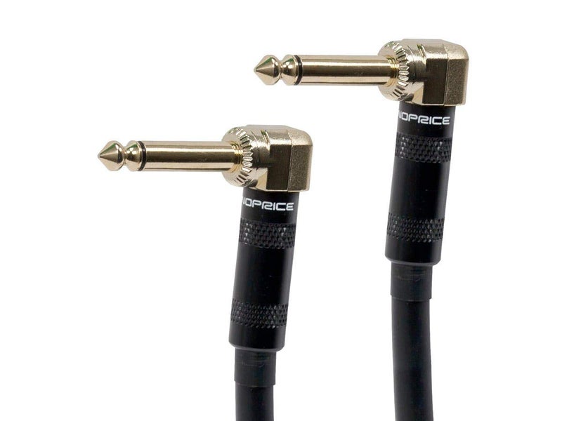 Monoprice 14Inch TS Male to 14Inch TS Male Guitar Pedal Patch Cable With Right Angle Connectors 067 Feet Black 16AWG Premier Series - Image 2